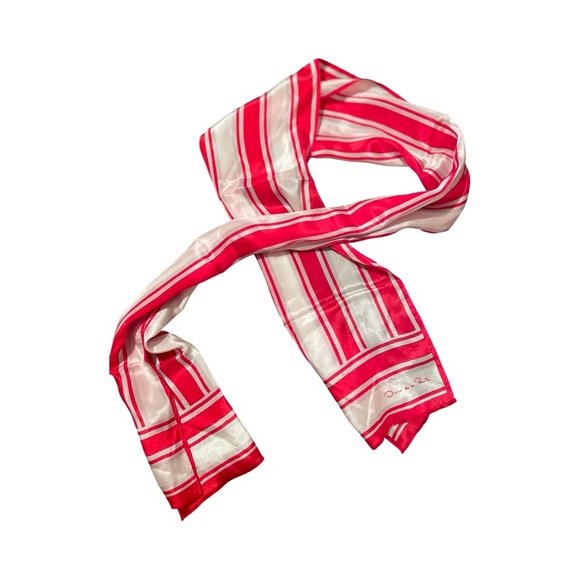 Oscar de la Renta Red and White Striped Purse Scarf EUC, One size - Picture 1 of 4